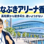 あなぶきアリーナ香川の記事アイキャッチ画像：「高松駅から徒歩４分、迷いようがない」